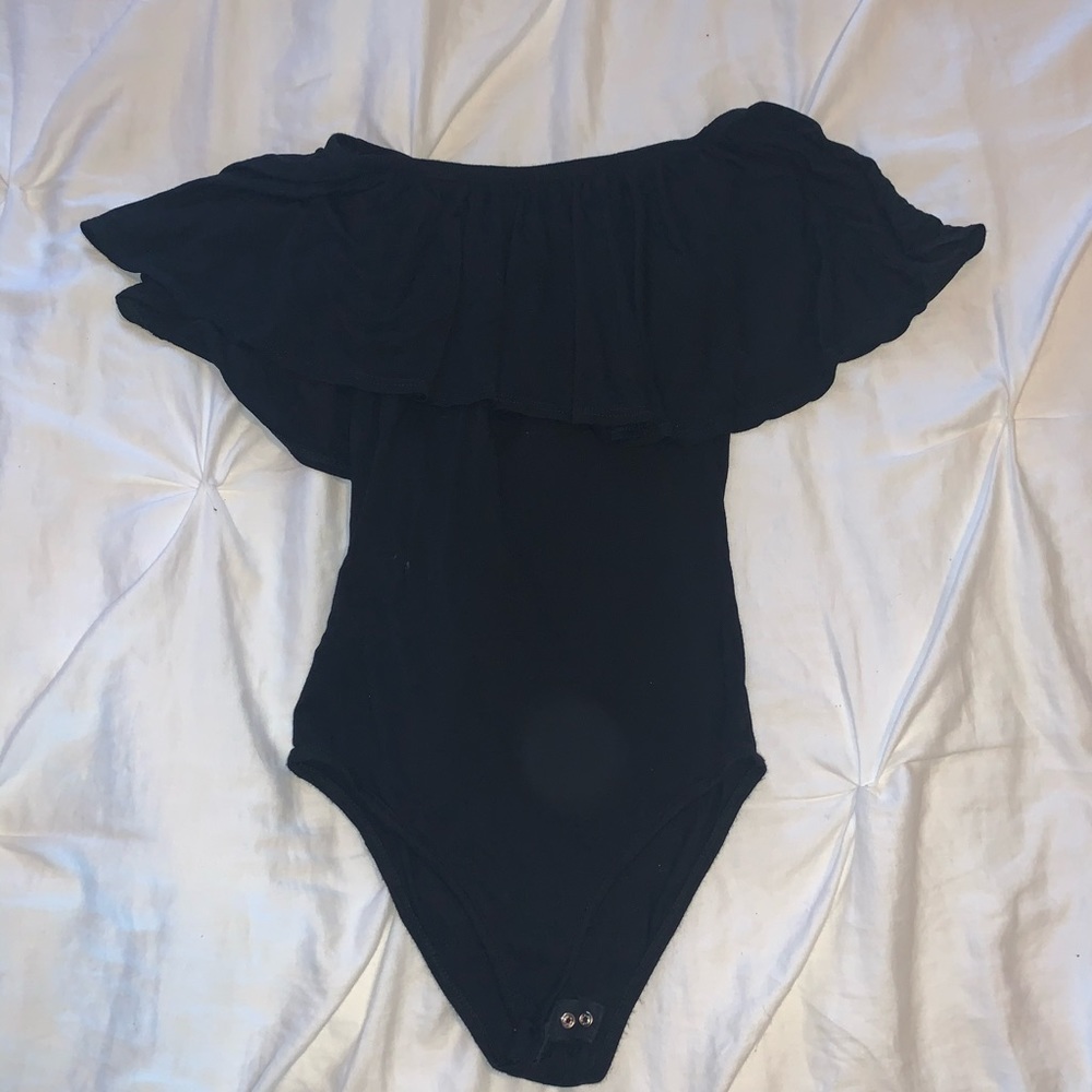 Off the shoulder black bodysuit